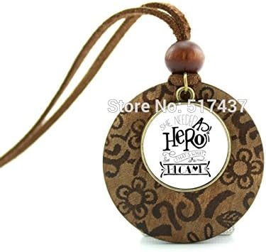 Pretty Lee New Design Long Wood Necklaces Quote Necklaces She Needed A Hero Glass Cabochon Dome Pendant