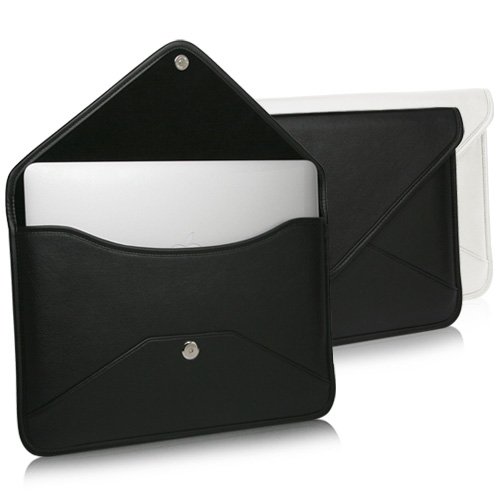 BoxWave Elite Leather Apple Macbook Air 13 (2010) Messenger Pouch - Slim-Fit Synthetic Leather Carrying Case with Unique Envelope Sleeve Design - Apple Macbook Air 13 (2010) Cases and Covers (Jet Black)