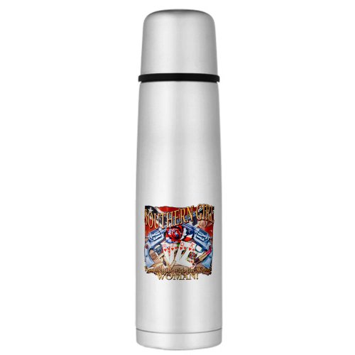 Large Thermos Bottle Southern Girl Rebel Flag With Guns Cowgirl