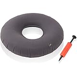 Dr. Frederick's Original Donut Cushion - 18" Inflatable Ring Cushion - Hemorrhoid Treatment, Bed Sores, Coccyx & Tailbone Pain, Pilonidal Cyst, Perineal Pain, Child Birth, Prostatitis - Gray
