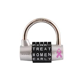 Wordlock PL-038-SL 5-Dial Padlock Breast Cancer Awareness, Silver