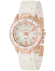 XOXO Womens XO2005 Swarovski Crystal Accented Rosegold-Tone White Ceramic Bracelet Dress Watch