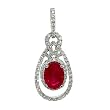 18K White Gold Ruby and Diamond Pendant