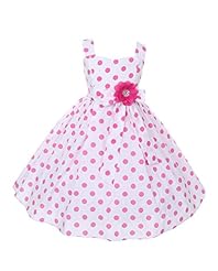 Girls Polka Dot Print Polyester Lace  Dress With a Sash 