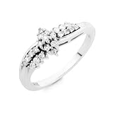1/4 Carat Diamond Flower Cluster Ring in 10K White Gold Size-7
