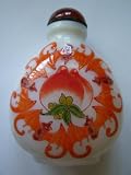 Chinese Enamel Glass Snuff Bottle: Bat & Good Luck