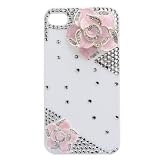 3d Bling Crystal Rhinestone Flower Case Cover for Apple Iphone 4 and 4s (Color: Pink)