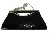 Pu/pvc Evening Handbag Clutch Bag Purse with Rhinestone in the Front