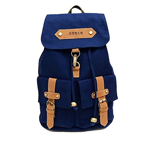 Eforstore Cool New Korea Vintage Canvas Backpack Shoulder School Satchel Bag Travel Rucksack Schoolbag for Teen Girls Boys Kids Teens Students Young Women Men