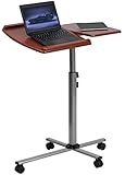 Angle and Height Adjustable Mobile Laptop Computer Table with Cherry Top
