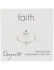 Dogeared Sterling Silver Faith Small Sideways Cross Ring