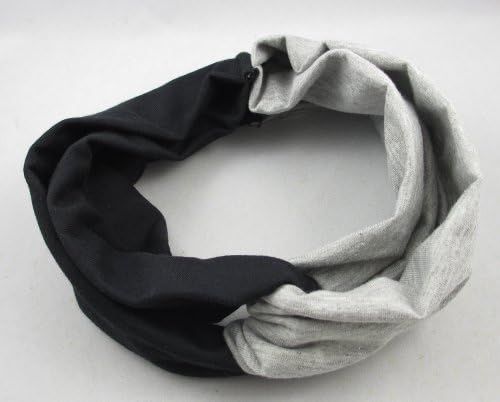ETSYG Women Hair Band Yoga Headband Lady Twisted Turban Stretch Tie Wrap Knot (Black With Gray)