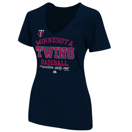 Minnesota Twins Women's Navy Hot Season V-Neck T-Shirt