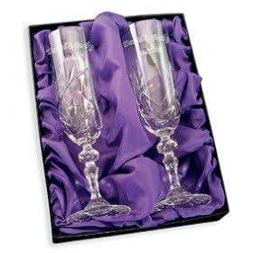 CUT CRYSTAL CHAMPAGNE FLUTES 24% lead crystal gift boxed and engraved with your message