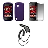 Nokia Nuron - Premium Purple Soft Silicone Gel Skin Cover Case + Crystal Cl ....