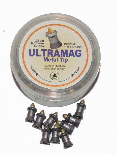 A&C Air Pellets 25 Caliber Ultramag Metal Tip - 28.6 Grains 50 Count/Box