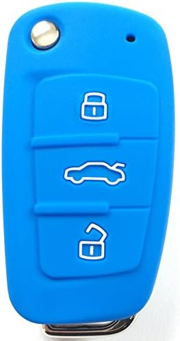 Light Blue Accented White Smart Remote Key Cover Protector for Audi by First Midwest