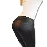 Damen Latex Look Leggings schwarz 36/38 38 40 9521#