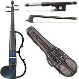 Yamaha SV-130 Silent Electric Blue 4/4 Violin Outfit including a Glasser X-Series Carbon Graphite Black Bow & Yamaha Gray Gig Bag