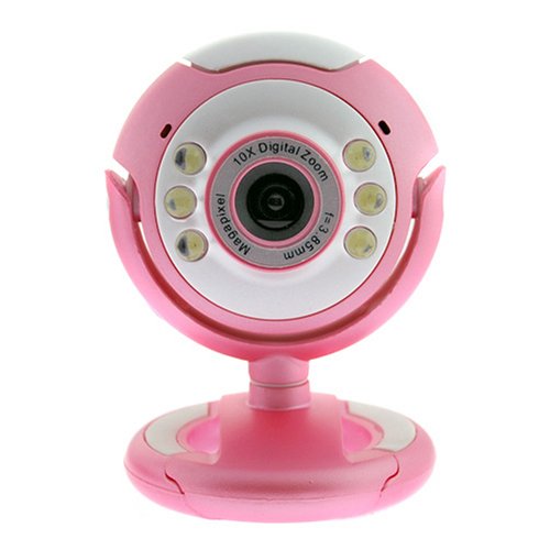 High Quality Pink Webcam Chat with Microphone, Snapshot & 6 LED Lights for MSN Messenger, AOL Instant Messenger (Aim), Yahoo! Messenger, Skype