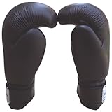 PU Kick Boxing Gloves Professional Martial Arts Hand Moulded Sparring bag Gloves Black 10oz