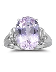 0.03 Cts Diamond & 7.00 Cts Kunzite Ring in 14K White Gold
