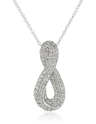 10k White Gold Diamond Twist Drop Pendant Necklace (1/2 cttw, I-J Color, I2-I3 Clarity), 18"