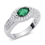 Standout 0.75 carat Marquise Shape Checker Board Created Emerald & White CZ Size 6 Gemstone Ring in Sterling Silver