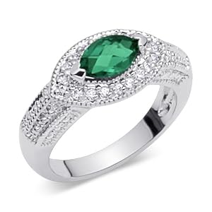 Buy Standout 0.75 carat total weight Marquise Shape Checker Board Created Emerald and White CZ Size 6...