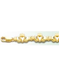 Gold Misc Bracelet Bracelet Claddagh Link Bracelet High Polish& 2-D