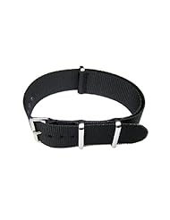 20mm NATO G10 Black Nylon Military Watch Band Strap