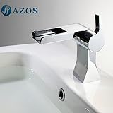 AZOS 浴室設備 洗面器の蛇口 黄銅製 銀色 単穴 台付 冷熱混合水栓 MPXL012C-1