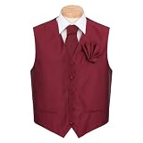 Men's - Burgandy - Formal Vest, Necktie and Hanky Set
