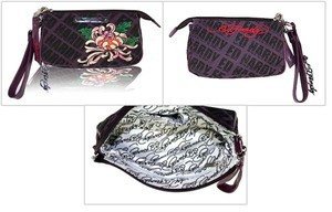 Christian Audigier Ed Hardy Effie Wristlet Plum Purple