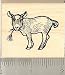 Goat Kid Eating Hay Rubber Stamp - Wood Mounted