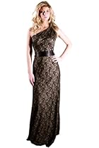 Hot Sale "Christine" One Shoulder Black Lace Evening Gown