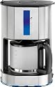 LUXUS KAFFEEMASCHINE IM HOCHWERTIGEN EDELSTAHL DESIGN, SATINIERTE GLASKANNE, 10 - 15 TASSEN, BLAU BELEUCHTETER BASIS + WASSERTANK, NACHTROPFSICHERUNG, NEU + OVP