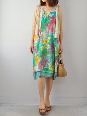 インド綿 コットンタイダイキャミワンピ C ロング丈(100cmサイズ)