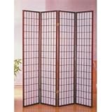 4 Panel Shoji Screen Room Divider, Cherry Finish