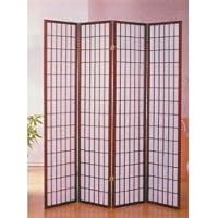 4 Panel Shoji Screen Room Divider, Cherry Finish