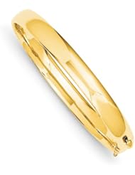 14k Yellow Gold 7.7mm Polished Solid Hinged Bracelet Bangle. Metal Wt- 31.77g