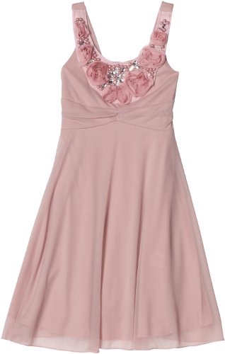 Ruby Rox Kids Girls 7-16 Rosette Neckline Dress