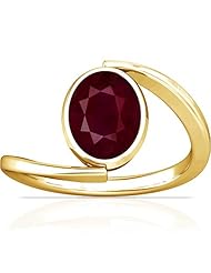 14K Yellow Gold Oval Cut Ruby Womens Astrological Ring