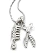 Clear Rhinestone Comb and Scissor Pendant Necklace Fashion Jewelry