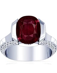 14K White Gold Cushion Cut Ruby Fana Designer Ring