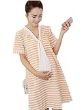 【TPGROWIN】 マタニティ ウェア ワンピース ボーダー リボン カジュアル 出産 産前 産後 外出着 妊婦服 上品 全3色 (XL, オレンジ)