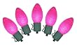 Set of 10 Battery Operated Sugared Pink LED C7 Christmas Lights - Green Wire