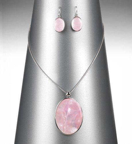 Oval Design Pendant Earrings & Necklace