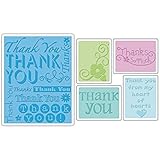 Sizzix Textured Impressions Embossing Folders 5/Pkg, Thank You #2