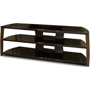 Techcraft 60IN Wide Tv Stand Walnut Glass Top by